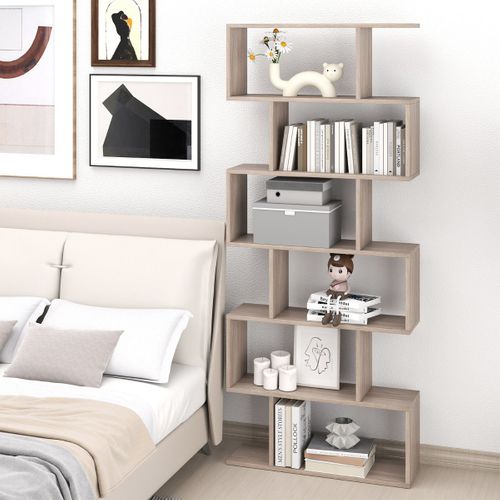 Étagère Meuble De Rangement à 6 Niveaux-80x23x191cm Industriel Pour Salon Chambre Gris