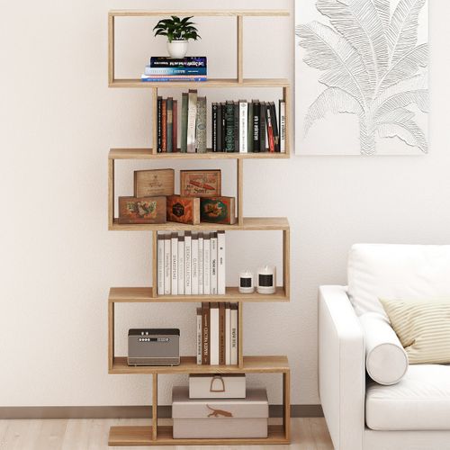Étagère Meuble De Rangement à 6 Niveaux-80x23x191cm Industriel Pour Salon Chambre Naturel