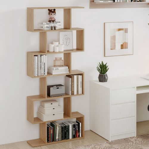Étagère Meuble De Rangement à 6 Niveaux-80x23x191cm Industriel Pour Salon Chambre Naturel