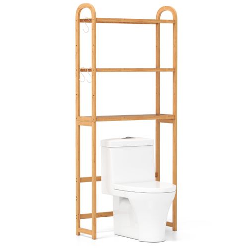 Étagère Au-dessus Des Toilettes Meuble De Salle De Bain Bambou à 3 Niveaux Naturel