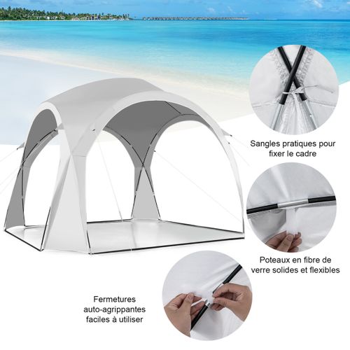 Tente Grand Tonnelle Solaire 6-8 Personnes 327x327 Cm Pour Camping Jardin Pique-nique Pêche