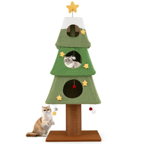 Grand Arbre à Chat De Noël Pour Chats Tour Pour Chats De 162cm Avec 3 Condos Griffoir Vert