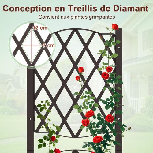 Jardinière Surélevée Avec Treillis 123cm Jardinière Sur Pied Avec Trous De Drainage Marron