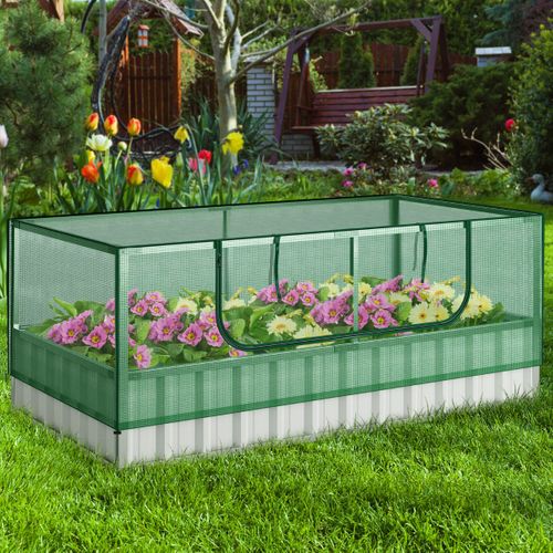 Lit De Jardin Surélevé Galvanisé Avec Housse De Serre Kit De Jardinière Surélevée Avec Porte