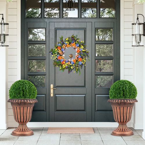 Lot De 2 Jardinières Vintage Pots De Fleurs En Plastique Avec Base De Piédestal Et Trou Bronze