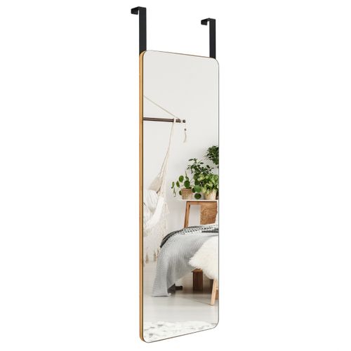 Miroir Rectangulaire Mural Sur Toute La Longueur Bambou Moderne Avec Angles Arrondis 100x35cm