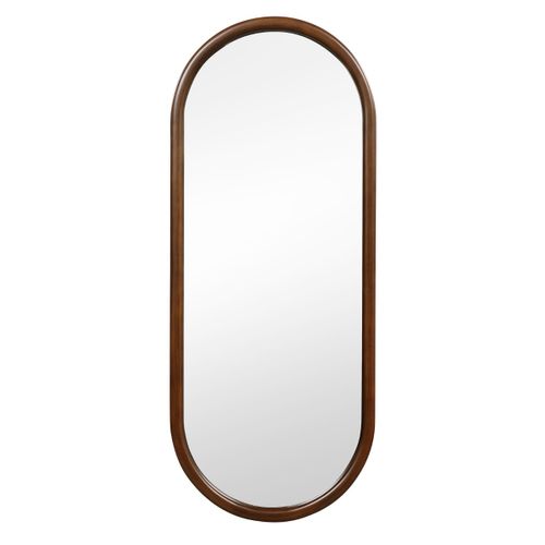 Miroir Mural 110x45cm Miroir Pleine Longueur Avec Cadre En Bois Verticale Ovale Moderne Noyer