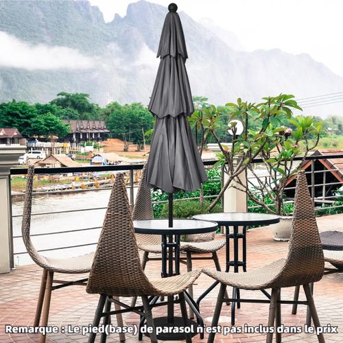 Parasol Auto-inclinable 3m à 3 Niveaux Avec Double Ventilation Fonctionnement Avec Manivelle