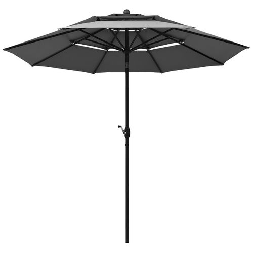 Parasol Auto-inclinable 3m à 3 Niveaux Avec Double Ventilation Fonctionnement Avec Manivelle