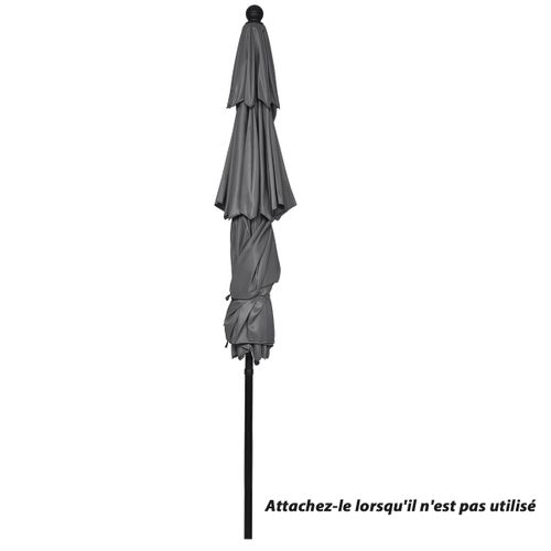 Parasol Auto-inclinable 3m à 3 Niveaux Avec Double Ventilation Fonctionnement Avec Manivelle