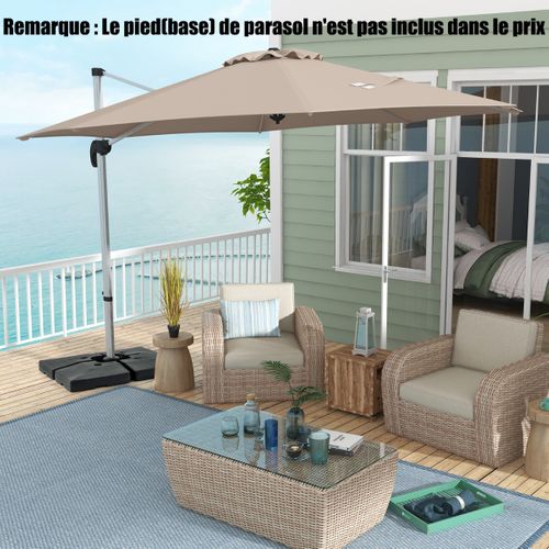 Parasol Déporté 33cm Rond En Porte-a-faux Avec Rotation à 360°inclinaison Réglable Beige