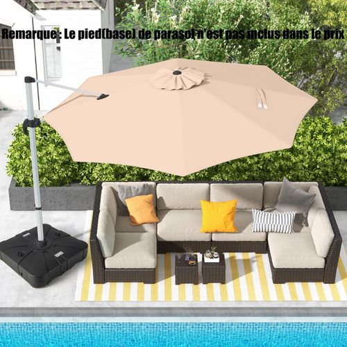 Parasol Déporté 33cm Rond En Porte-a-faux Avec Rotation à 360°inclinaison Réglable Beige