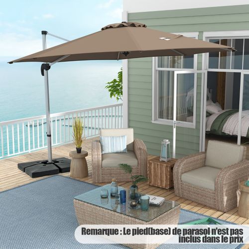 Parasol Déporté 33cm Rond En Porte-a-faux Avec Rotation à 360°inclinaison Réglable Café