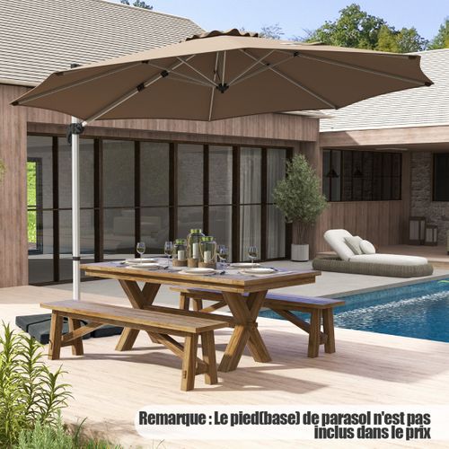 Parasol Déporté 33cm Rond En Porte-a-faux Avec Rotation à 360°inclinaison Réglable Café