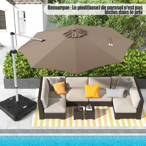 Parasol Déporté 33cm Rond En Porte-a-faux Avec Rotation à 360°inclinaison Réglable Café