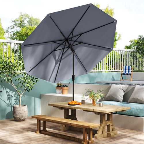 Parasol De Patio 270cm Parasol Extérieur Résistant Au Soleil Avec Inclinaison à Bouton-poussoir