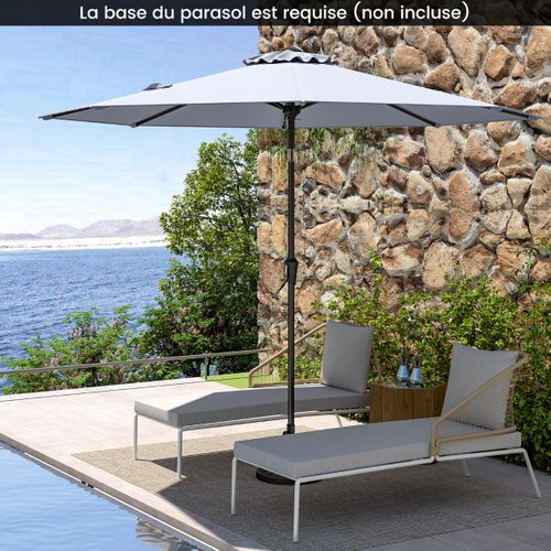 Parasol De Patio 270cm Parasol Extérieur Résistant Au Soleil Avec Inclinaison à Bouton-poussoir