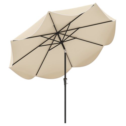 Parasol De Patio De 280cm Avec Manivelle Inclinaison à Bouton-poussoir Bords Froncés Beige