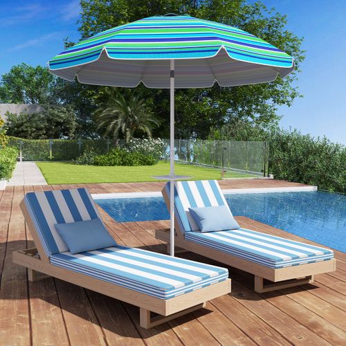 Parasol De Plage Avec Porte-gobelet Parasol De Jardin Inclinable 220cm Protection Solaire Upf50+