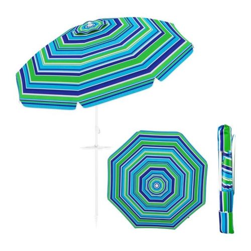 Parasol De Plage Avec Porte-gobelet Parasol De Jardin Inclinable 220cm Protection Solaire Upf50+