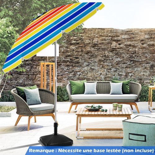 Parasol De Plage De 198cm Avec Bouton Poussoir Inclinable Ancrage Pour Sable Sac De Transport