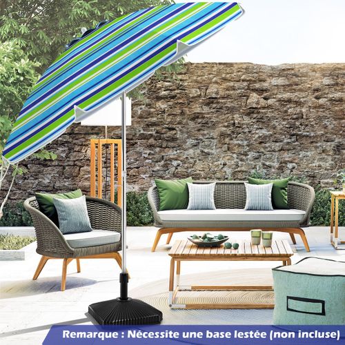 Parasol De Plage De 198cm Avec Bouton Poussoir Inclinable Ancrage Pour Sable Sac De Transport