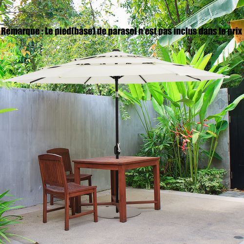 Parasol De Terrasse 3m à 3 Niveaux Parapluie D'extérieur Double Ventilé Inclinaison
