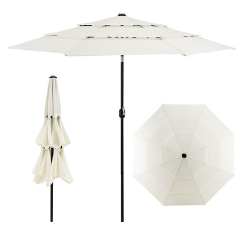 Parasol De Terrasse 3m à 3 Niveaux Parapluie D'extérieur Double Ventilé Inclinaison