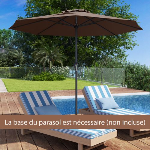 Parasol De Terrasse De 260cm Parasol à Manivelle Avec 8 Baleines Robustes Dessus Ventilé