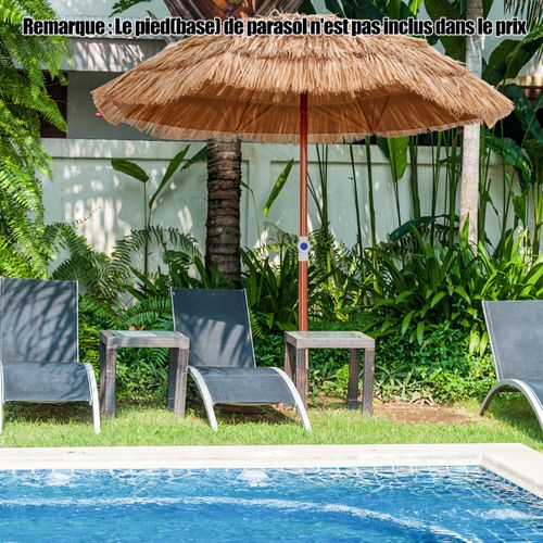Parasol De Terrasse En Chaume, Parasol Tiki Hawaïen De 175cm Avec Sac De Transport Inclinable