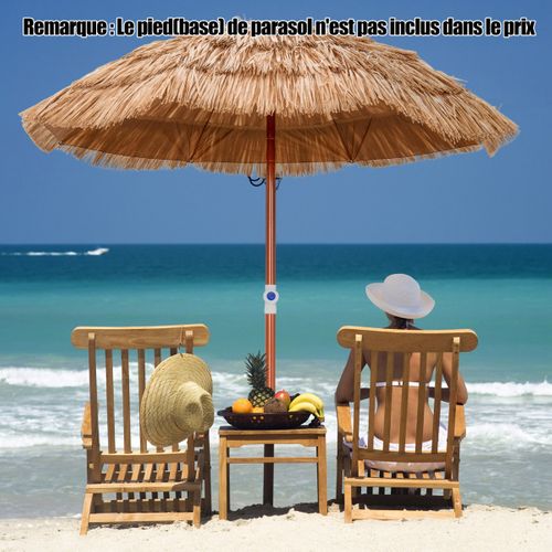 Parasol De Terrasse En Chaume, Parasol Tiki Hawaïen De 175cm Avec Sac De Transport Inclinable