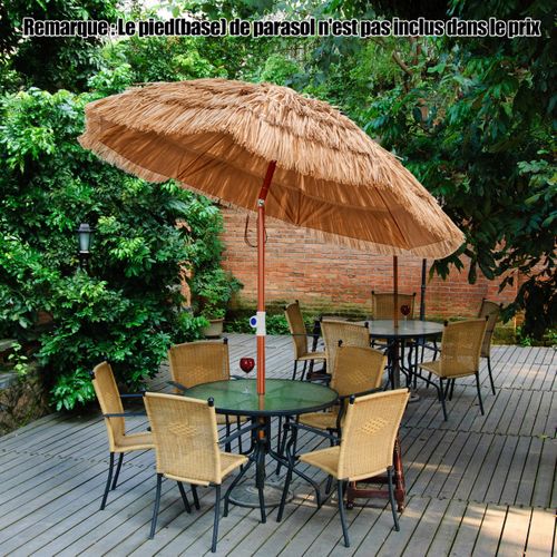 Parasol De Terrasse En Chaume, Parasol Tiki Hawaïen De 175cm Avec Sac De Transport Inclinable
