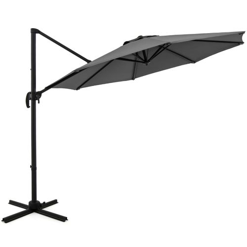 Parasol De Terrasse Rond Cantilever 294x247cm Avec Rotation Inclinaisons Gris