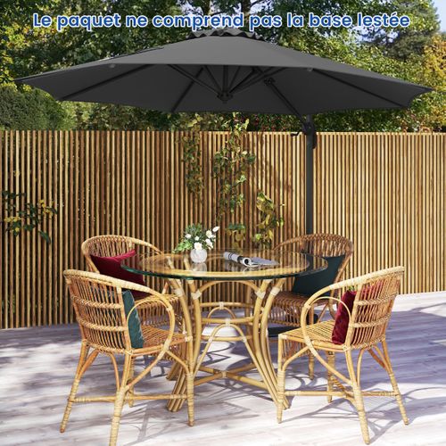 Parasol De Terrasse Rond Cantilever 294x247cm Avec Rotation Inclinaisons Gris