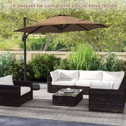 Parasol De Terrasse Rond Cantilever 294x247cm Avec Rotation Inclinaisons Marron