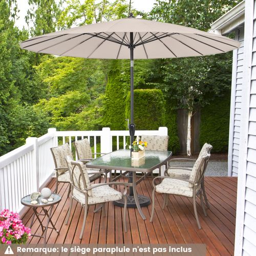 Parasol De Terrasse Rond De 265cm Parasol Avec 18 Baleines En Fibre De Verre Inclinaison