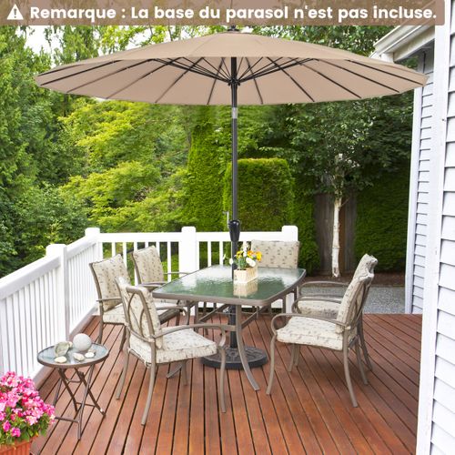 Parasol De Terrasse Rond De 265cm Parasol Avec 18 Baleines En Fibre De Verre Inclinaison