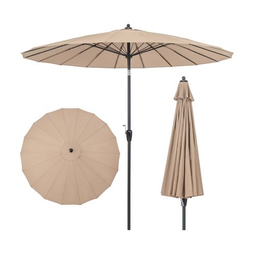 Parasol De Terrasse Rond De 265cm Parasol Avec 18 Baleines En Fibre De Verre Inclinaison