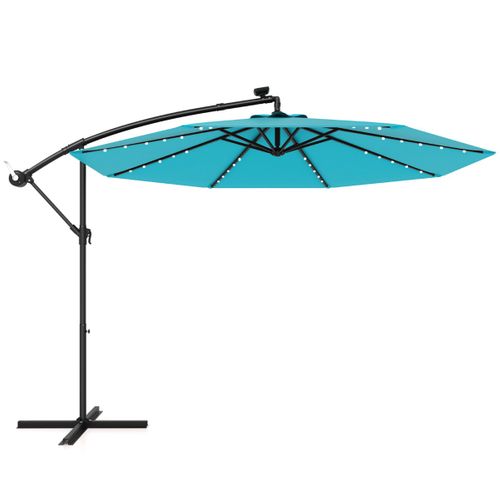 Parasol Déporté Solaire De 300cm 40 Perles De Lampe Panneau Solaire Réglage De L'inclinaison
