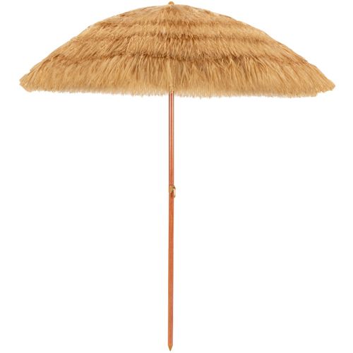 Parasol Inclinable De Paille En Pp 2m Fixation Pour Sable Toit Chaume Style Hawaïen 2 Parties