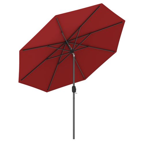 Parasol Inclinable Dia.270cm Manivelle En Acier Toile En Polyester 6 Nervures Pour Patio Jardin
