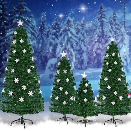 Sapin De Noël Artificiel 180cm Avec LED Et Pied Arbre De Noël En Pvc Plastique Métal Avec Flocon
