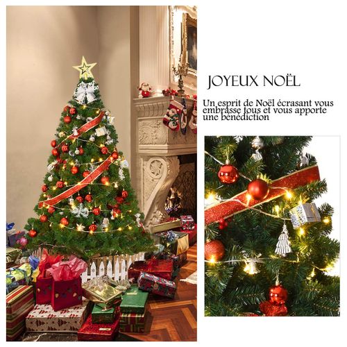 Sapin De Noël Artificiel 180cm Pvc Avec Pied En Métal Peu Encombrant 650 Branches Vert