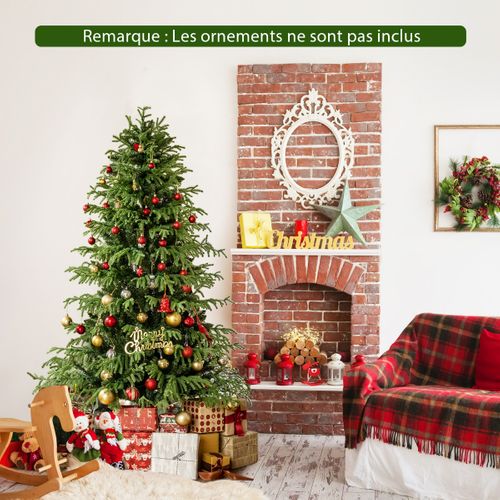 Sapin De Noël Artificiel 180cm Arbre Articulé Pré-éclairé Avec 270 LED Blanc Chaud 746 Branches