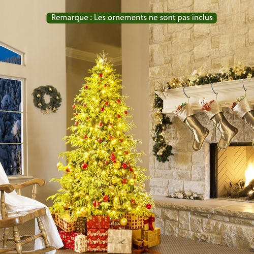 Sapin De Noël Artificiel 180cm Arbre Articulé Pré-éclairé Avec 270 LED Blanc Chaud 746 Branches
