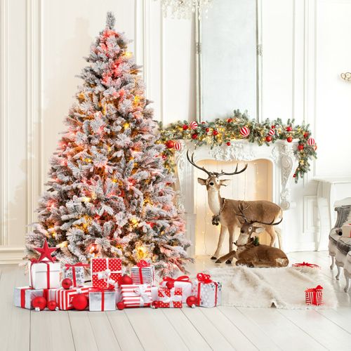 Sapin De Noël Artificiel 210cm LED Aiguilles De Pin 1270 Branches 320 LED Et 40 Cônes De Pin