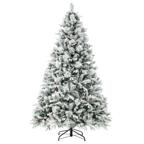 Sapin De Noël Artificiel 210cm LED Aiguilles De Pin 1270 Branches 320 LED Et 40 Cônes De Pin