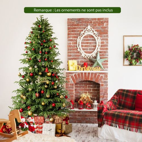 Sapin De Noël Artificiel 210cm Arbre Articulé Pré-éclairé Avec 370 LED Blanc Chaud 1090 Branches