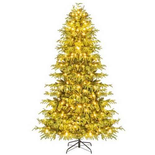 Sapin De Noël Artificiel 210cm Arbre Articulé Pré-éclairé Avec 370 LED Blanc Chaud 1090 Branches