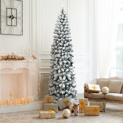 Sapin De Noël Artificiel 227cm Avec 641 Branches Floqué Charnières Arbre De Noël